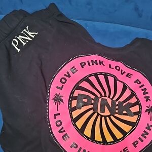 PINK Victoria's Secret Black Tee Shirt And Sweatpants